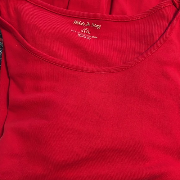 TWO PIECE P’J SET RED WHITE STAG LONG SLEEVE TOP L DRAWSTRING ELASTIC BOTTOMS XL - Picture 5 of 8